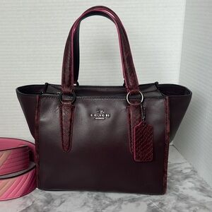 Coach Crosby Oxblood Carryall Exotic Python Leather Bag